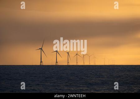 Seagreen Wind Energy, parco eolico scozzese offshore. Vestas V164, turbine da 10 Megawatt. Foto Stock