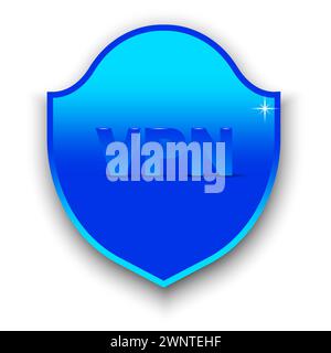 Connettività di rete privata virtuale VPN. Scudo VPN blu. Sicurezza e privacy su Internet. Illustrazione vettoriale. EPS 10. immagine stock. Illustrazione Vettoriale