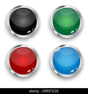 Pulsanti Web lucidi. Illustrazione vettoriale. EPS 10. immagine stock. Illustrazione Vettoriale