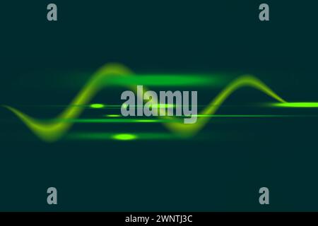 equalizzatore di onde sonore. onda sonora verde colorato su sfondo nero. suono, voce, musica. Illustrazione vettoriale. EPS 10. immagine stock. Illustrazione Vettoriale