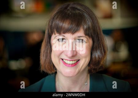 Rachel Reeves, , Norwich, Regno Unito, 29, febbraio 2024 la RT Hon Rachel Reeves, Cancelliere ombra dello Scacchiere e deputato laburista per Leeds West Foto Stock