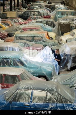 21/04/21 Anna Melton - 1952 Vanguard standard . Una collezione di 130 auto britanniche, in quasi altrettante tonalità di vernice, è stata presentata alla Great British Car Foto Stock