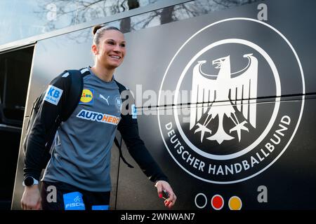 Duesseldorf, Germania. 3 marzo 2024. Pallamano, donne, qualificazione al Campionato europeo, 1° round, gruppo 2, giorno 4, Germania - Slovacchia: la tedesca Julia Behnke. Crediti: Marco Wolf/dpa/Alamy Live News Foto Stock