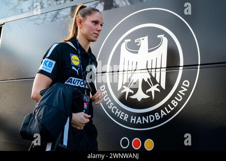 Duesseldorf, Germania. 3 marzo 2024. Pallamano, donne, qualificazione Campionato europeo, 1° turno, gruppo 2, giorno 4, Germania - Slovacchia: Xenia Smits in Germania. Crediti: Marco Wolf/dpa/Alamy Live News Foto Stock