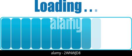 Icona processo di caricamento, icona di stato della barra di avanzamento del caricamento, barra di avanzamento del caricamento, icona di avanzamento dell'applicazione Illustrazione Vettoriale
