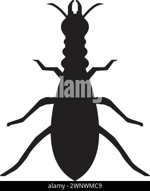 Icona termite, silhouette nere termiti Illustrazione Vettoriale