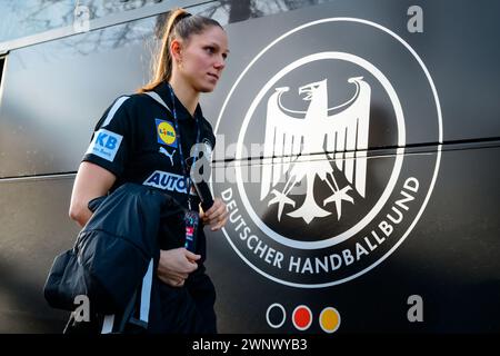 Duesseldorf, Germania. 3 marzo 2024. Pallamano, donne, qualificazione al Campionato europeo, 1° round, gruppo 2, giorno 4, Germania - Slovacchia. Giocatore nazionale Xenia Smits. Crediti: Marco Wolf/dpa/Alamy Live News Foto Stock