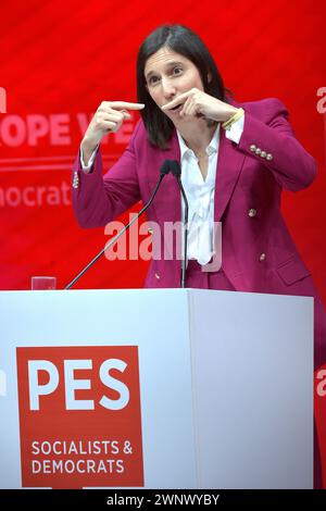 Roma. 2 marzo 2024. Il leader del Partito Democratico Italiano (PD) Elly Schlein interviene al termine del congresso elettorale del Partito Socialista europeo (PSE) in vista delle prossime elezioni europee del 2024, il 2 marzo 2024 a Roma. Credito: dpa/Alamy Live News Foto Stock