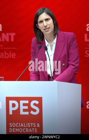 Roma. 2 marzo 2024. Il leader del Partito Democratico Italiano (PD) Elly Schlein interviene al termine del congresso elettorale del Partito Socialista europeo (PSE) in vista delle prossime elezioni europee del 2024, il 2 marzo 2024 a Roma. Credito: dpa/Alamy Live News Foto Stock