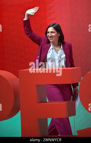 Roma. 2 marzo 2024. Il leader del Partito Democratico Italiano (PD) Elly Schlein interviene al termine del congresso elettorale del Partito Socialista europeo (PSE) in vista delle prossime elezioni europee del 2024, il 2 marzo 2024 a Roma. Credito: dpa/Alamy Live News Foto Stock