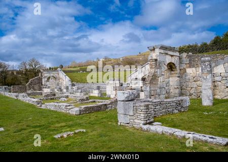 Teatro Samnite, zona archeologica di Pietrabbondante. Isernia, Molise, Italia, Europa. Foto Stock