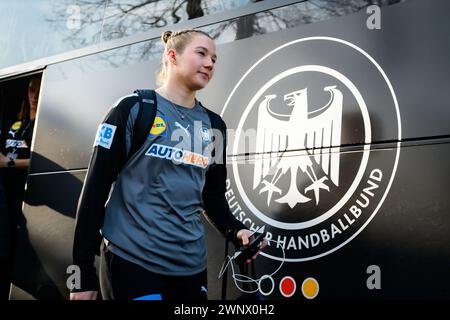 Duesseldorf, Germania. 3 marzo 2024. Pallamano, donne, qualificazione al Campionato europeo, 1° round, gruppo 2, giorno 4, Germania - Slovacchia. La giocatrice nazionale Katharina Filter. Crediti: Marco Wolf/dpa/Alamy Live News Foto Stock