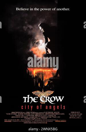 The Crow: City of Angels (1996) diretto da Tim Pope e interpretato da Vincent Perez, mia Kirshner e Richard Brooks. Lo spirito del Corvo resuscita un altro uomo in cerca di vendetta per l'omicidio di suo figlio. Fotografia di un poster originale da 1996 US a un foglio. ***SOLO PER USO EDITORIALE*** credito: BFA / Miramax Films Foto Stock