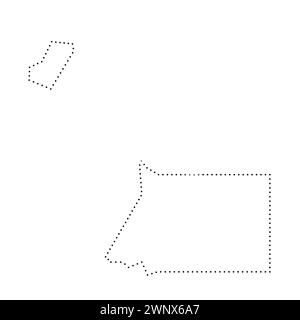 Mappa semplificata dei paesi della Guinea equatoriale. Contorno tratteggiato nero. Semplice icona vettoriale. Illustrazione Vettoriale