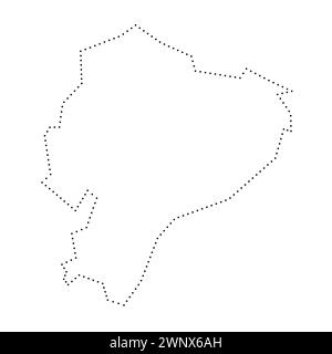 Mappa semplificata del paese dell'Ecuador. Contorno tratteggiato nero. Semplice icona vettoriale. Illustrazione Vettoriale