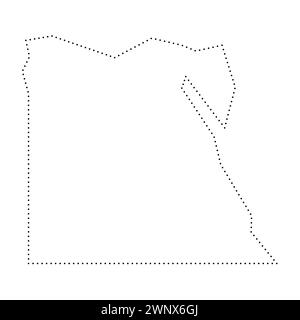 Mappa semplificata paese Egitto. Contorno tratteggiato nero. Semplice icona vettoriale. Illustrazione Vettoriale