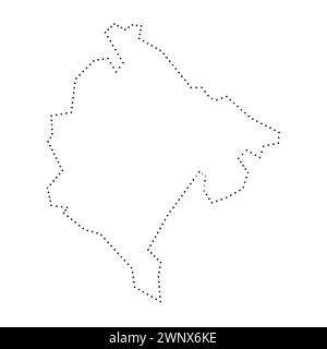 Mappa semplificata del paese del Montenegro. Contorno tratteggiato nero. Semplice icona vettoriale. Illustrazione Vettoriale