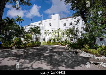 La Barbadian State House, nota anche come Government House. Il palazzo del XVIII secolo (costruito nel 1755) è la residenza ufficiale del presidente delle Barbados. Foto Stock