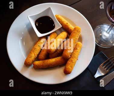 Fritto dita di mozzarella Foto Stock