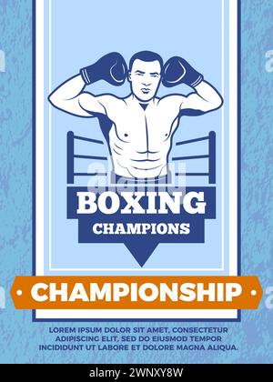 Cartellone sportivo per poster da boxe con modello di stampa da combattimento con spazio per il testo Illustrazione Vettoriale