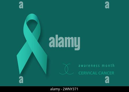 Banner con nastro realistico per la consapevolezza del cancro cervicale. Modello di progettazione per riviste informative-grafiche o siti Web. Gennaio è la consapevolezza del cancro cervicale Illustrazione Vettoriale