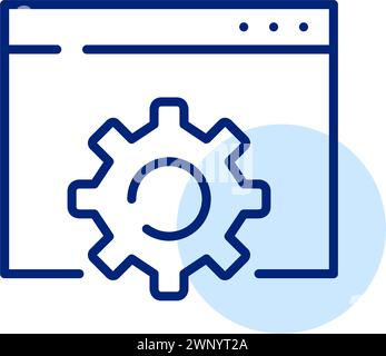 Icona Web Engineering. Pagina Internet e ruota dentata per impostazioni e riparazioni. Pixel Perfect, icona traccia modificabile Illustrazione Vettoriale