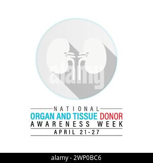 National Organ and Tissue Donor Awareness Week (settimana nazionale di sensibilizzazione dei donatori di organi e tessuti), osservata ogni anno dal 21 al 27 aprile, banner vettoriale, volantino, poster e modello di social media. Illustrazione Vettoriale