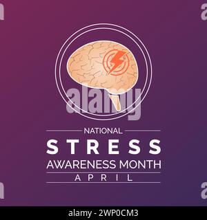 Giornata nazionale di sensibilizzazione sullo stress, che si celebra ogni anno il 16 aprile e il 6 novembre, banner vettoriale, volantino, poster e design di modelli di social media. Illustrazione Vettoriale