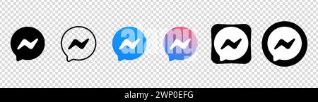Raccolta di icone Messenger. Logo dei social media. Arte di linea e stile piatto. Icona della linea vettoriale per aziende e pubblicità. Sfondo trasparente Edito Illustrazione Vettoriale