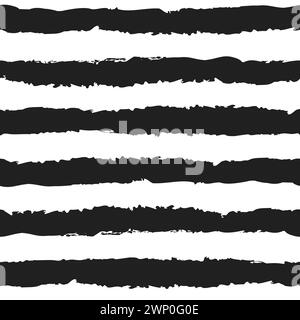 Motivo senza cuciture a righe. Sfondo bianco e nero. Texture estiva di anguria. Motivo striato orizzontale astratto senza cuciture. Illustrazione vettoriale Illustrazione Vettoriale