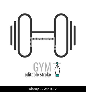 Icona o logo della palestra.simbolo fitness.pittogramma Sport e attività. Cartello di bodybuilding.illustrazione grafica vettoriale EPS 10. Traccia modificabile Illustrazione Vettoriale