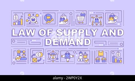 Concetto di parola viola per le leggi su domanda e offerta Illustrazione Vettoriale