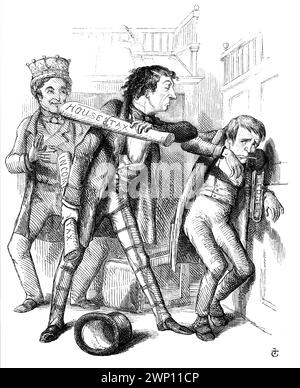 Colpirlo di nuovo, non ha amici, Fiscation Political Cartoon di 1852 Punch Magazine di John Tenniel Foto Stock