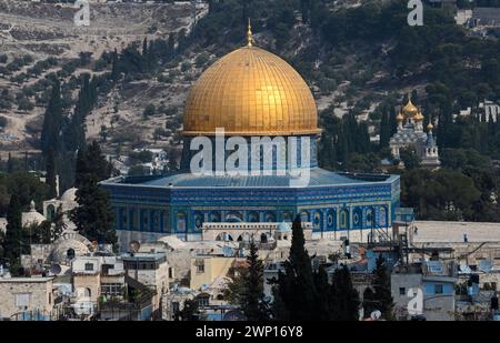 La Cupola della roccia, il Monte del Tempio, Gerusalemme, la città vecchia, Israele Foto Stock