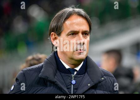 Milano, Italia. 4 marzo 2024. L'allenatore Simone Inzaghi dell'Inter milanese visto durante la partita di serie A tra Inter e Genova a Giuseppe Meazza a Milano. (Photo Credit: Gonzales Photo/Alamy Live News Foto Stock