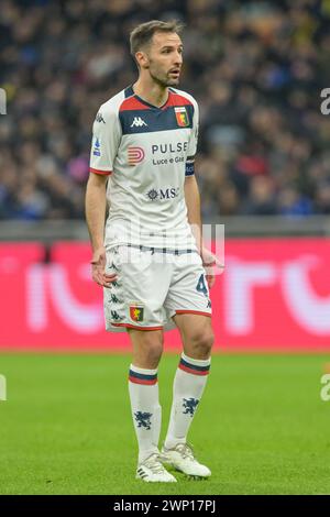 Milano, Italia. 4 marzo 2024. Milan Badelj (47) del Genoa visto durante la partita di serie A tra Inter e Genova al Giuseppe Meazza di Milano. (Photo Credit: Gonzales Photo/Alamy Live News Foto Stock