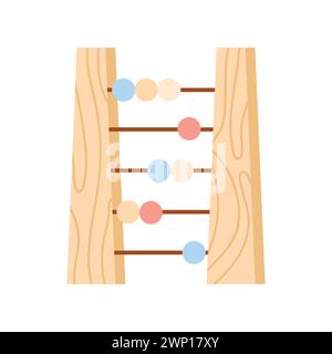 Giocattolo di legno Montessori. Giochi educativi per la prima età, giocattoli colorati, illustrazione vettoriale dei cartoni animati Illustrazione Vettoriale