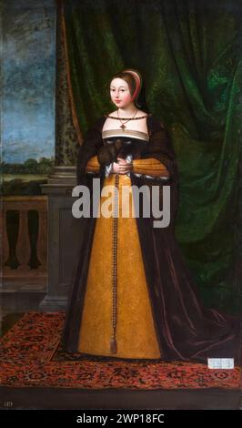 Margaret Tudor (1489-1541) Regina consorte di Scozia 1503-1513 per matrimonio con re Giacomo IV Regina Reggente di Scozia durante la minore età di suo figlio 1513-1515 e di nuovo nel 1524-1525, ritratto in olio su tela di Daniel Mytens, 1623 Foto Stock