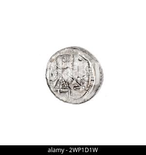 Denario; Boles Aw III Krzywousty (KSI polacco; 1107-1138); intorno al 1125-1138 (1125-00-00-1138-00-00-00); Bolesław III Krzywousty (Principe di Polonia - 1086-1138), Wojciech (Saint - ca. 956-997), allegorie, grotta di lancia (segno di emissione), chainbel (iconogr.), Chainbell, isosceles cross (iconogr.), croci, croci, croci, croci, croci martiri, Pragen (iconogr.), leggi, romanico (stile), Cavaliere (iconogr.), Cavalieri, drago (iconogr.), Draghi, lotta di Dobra con il male (Ikonogr.), lotta con i pagani (iconogr.), Spear (Święt. Iconogr.), lance, Medioevo (era) Foto Stock