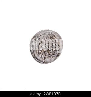 Denario; Boles Aw III Krzywousty (KSI polacco; 1107-1138); intorno al 1125-1138 (1125-00-00-1138-00-00-00); Bolesław III Krzywousty (Principe di Polonia - 1086-1138), Wojciech (Saint - ca. 956-997), allegorie, grotta di lancia (segno di emissione), chainbel (iconogr.), Chainbell, isosceles cross (iconogr.), croci, croci, croci, croci, croci martiri, Pragen (iconogr.), leggi, romanico (stile), Cavaliere (iconogr.), Cavalieri, drago (iconogr.), Draghi, lotta di Dobra con il male (Ikonogr.), lotta con i pagani (iconogr.), Spear (Święt. Iconogr.), lance, Medioevo (era) Foto Stock