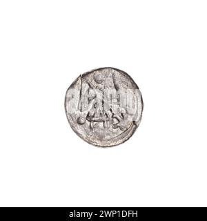 Denario; Boles Aw III Krzywousty (KSI polacco; 1107-1138); intorno al 1125-1138 (1125-00-00-1138-00-00-00); Bolesław III Krzywousty (Principe di Polonia - 1086-1138), Wojciech (Saint - ca. 956-997), allegorie, grotta di lancia (segno di emissione), chainbel (iconogr.), Chainbell, isosceles cross (iconogr.), croci, croci, croci, croci, croci martiri, Pragen (iconogr.), leggi, romanico (stile), Cavaliere (iconogr.), Cavalieri, drago (iconogr.), Draghi, lotta di Dobra con il male (Ikonogr.), lotta con i pagani (iconogr.), Spear (Święt. Iconogr.), lance, Medioevo (era) Foto Stock