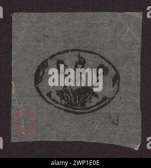 Opera d'arte decorativa di Tadeusz Makowski intorno al 1914, che mostra tre fiori disposti in un cesto all'interno di una cornice ovale, enfatizzando l'ornamento e lo stile dell'inizio del XX secolo. Foto Stock