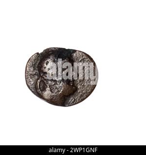 Moneta marrone di Pantikapaion, fine i secolo a.C., che mostra Eracle con arma e pelle di leone, che illustra l'iconografia classica dell'eroe, la collezione Terlecki. Foto Stock