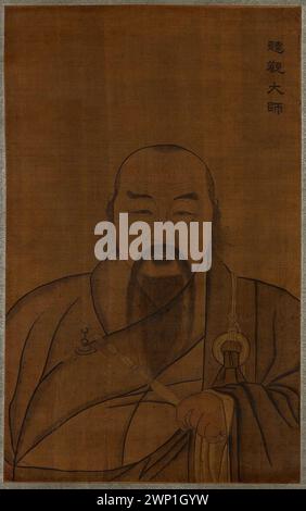 Pittura cinese a pergamena raffigurante il monaco Daguan, creato intorno al XIX-XX secolo. Il ritratto viene eseguito su un rotolo verticale ed è stato successivamente acquisito per acquisto. Foto Stock