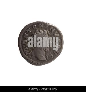 Monete in denario d'argento dal 161 al 162 d.C. emesse durante il regno dell'imperatore romano Marco Aurelio. Foto Stock