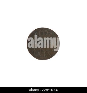 Una moneta da Gdańsk szel coniata nel 1765 raffigurante re Stanisław August Poniatowski di Polonia di Rudolf Ernest Oeckermann. Foto Stock