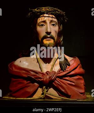 Ecce Homo di Pedro de Mena 1628-1688 Museo reale di Belle Arti, Anversa, Belgio, Belgio.( Ecce Homo, (latino per 'Ecco l'uomo), frase pronunciata da Ponzio Pilato, al processo di Cristo, ) Foto Stock