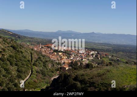 3 febbraio 2024 Italia, Sardegna, Nuoro, Bortigali villaggio preistorico di Nuraghe Orolu Foto Stock