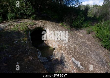 8 febbraio 2023 - Italia, Sassari, Sardegna, Putifigari, domus de janas Tomba di S'Incantu del Monte Siseri Foto Stock