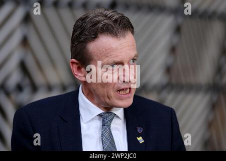 Bruxelles, Belgio. 5 marzo 2024. Dichiarazione stampa di Paul VAN TIGCHELT, ministro della giustizia a Bruxelles, Belgio, il 5 marzo 2023. Crediti: ALEXANDROS MICHAILIDIS/Alamy Live News Foto Stock